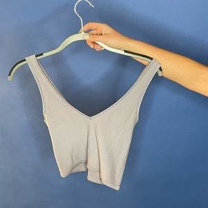 Dusty blue v neck ribbed crop top tank!
